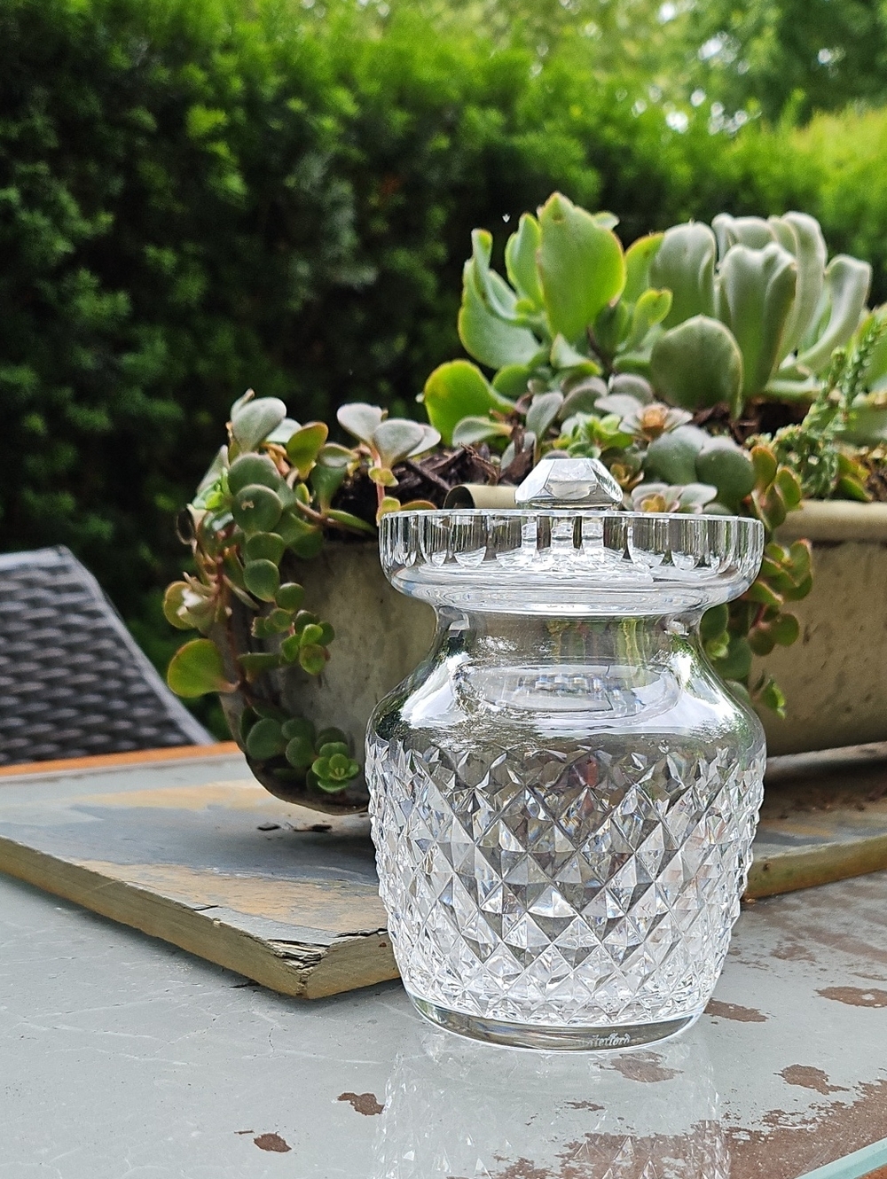 Waterford Diamond-Pattern Jam/Honey Jar with Lid - Clear